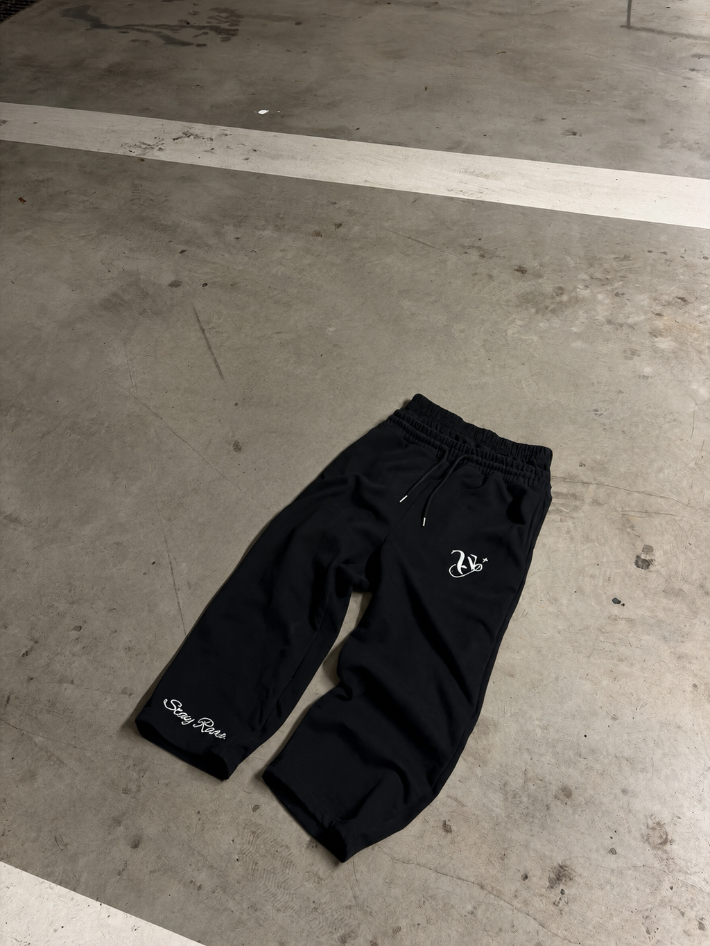 DOUBLE-WAISTED SWEATPANTS "BLACK"