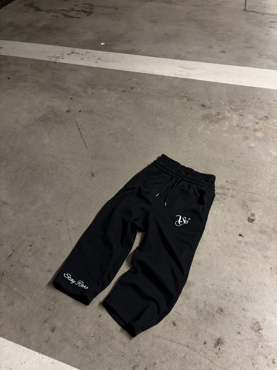 DOUBLE-WAISTED SWEATPANTS "BLACK"